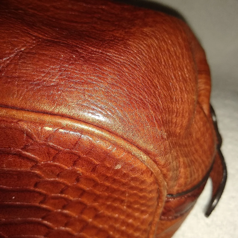 Antonio Melani brown croc embossed hobo leather bag.